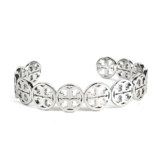 Offers Welcome!! Tory Burch Frozen Logo Cuff - Silver Plated - Picture 2 of 8
